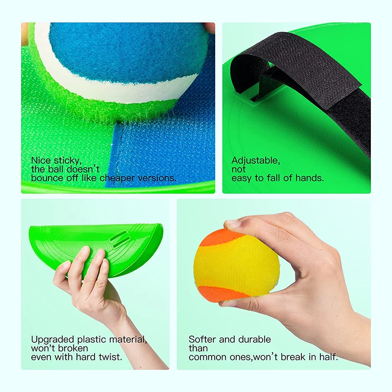 Set De Lanzamiento Y Atrapamiento De Pelotas – 2 Raquetas Y 10 Pelotas, Juego Interior/exterior Para Niños De 5 A 12 Años Y Adultos