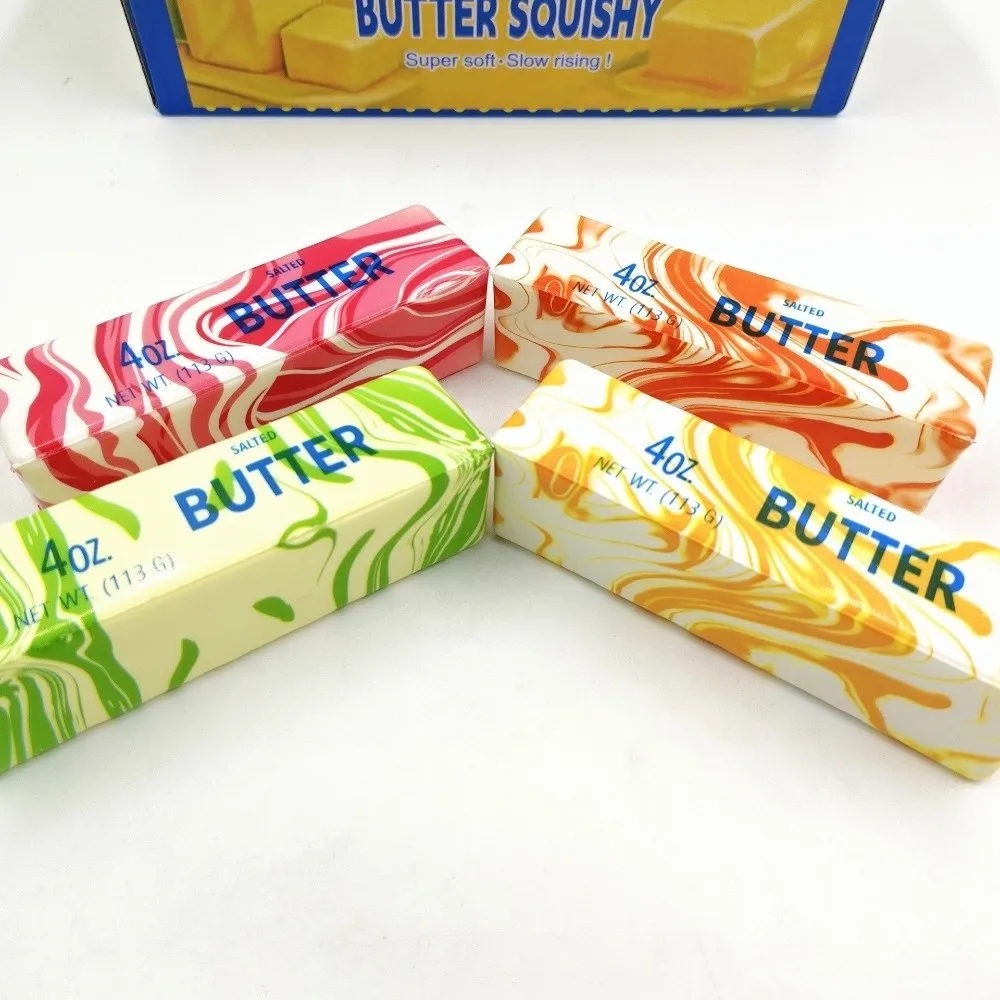 Soft Butter Stick Squishy Toys Butter Bar Marbled Butter Stick Squeeze Toy Slow Rising Slow Rebound Slow Rebound Toy Festivals