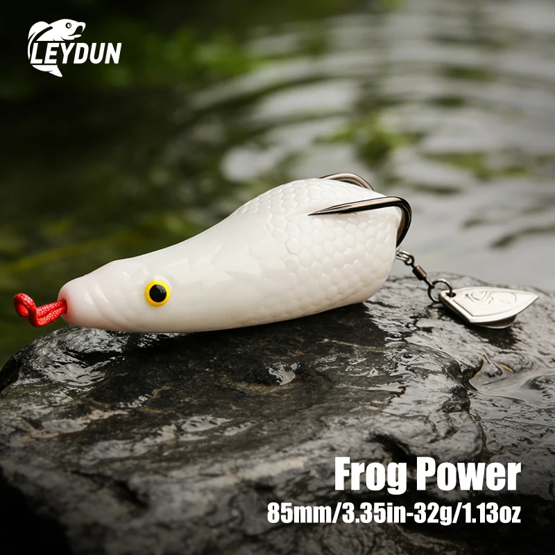 Leydun 32g Frog Power Angelköder 85mm Weichköder Zweiteiliger Farbiger Oberflächenköder Riesenfrosch Modifizierter Donnerfrosch zum Angeln
