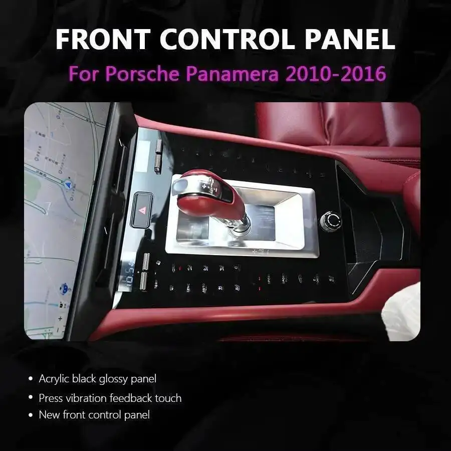 لوحة القيادة اللمس Carplay لبورشه باناميرا 2010 - 2017 لوحة راديو تكييف الهواء الكهربائية فتحات وحدة التحكم المركزية للسيارة السرج #1