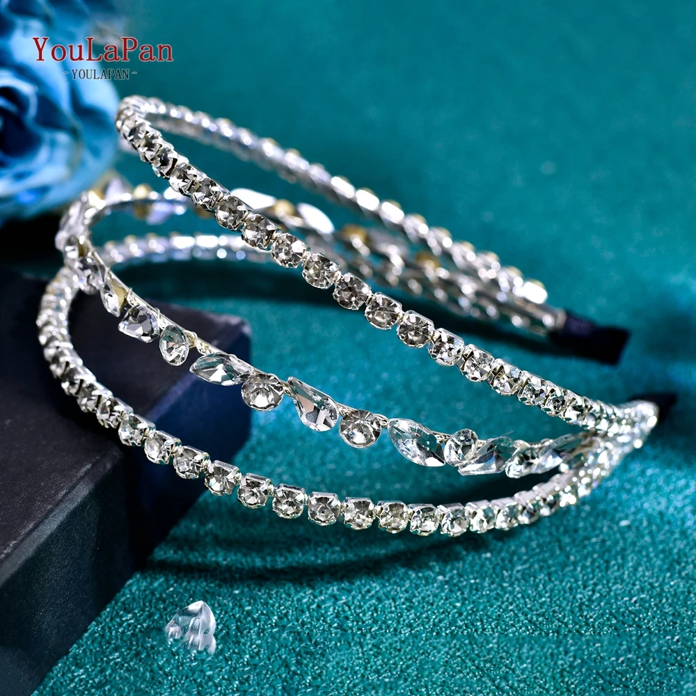 YouLaPan Funkelndes Strass-Hochzeits-Stirnband, mehrschichtig, Braut-Kopfschmuck, Damen, Bankett, Abschlussball, Haarschmuck, Party-Tiara HP864