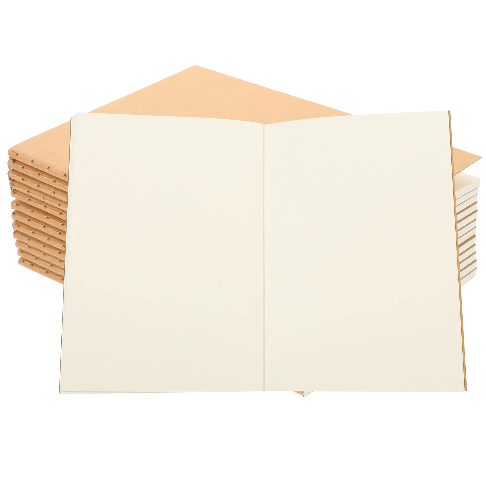 12Pcs A6 Kraft Paper Notebook Blank Lined Journal Kraft Brown Cover Notepad Kraft Travel Journal Sketchbook Page Beige Cover NEW