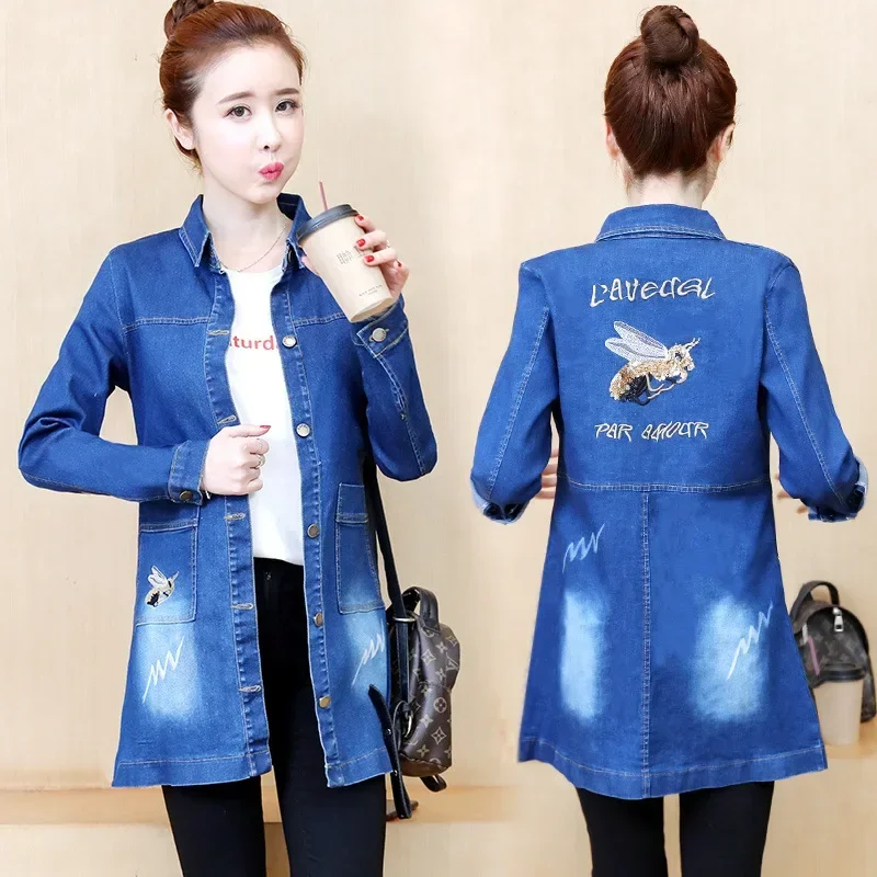 

Женские ковбойские пальто, куртки, новинка 2024, одежда средней длины, одежда среднего возраста, ветровки, пальто, модная женская одежда