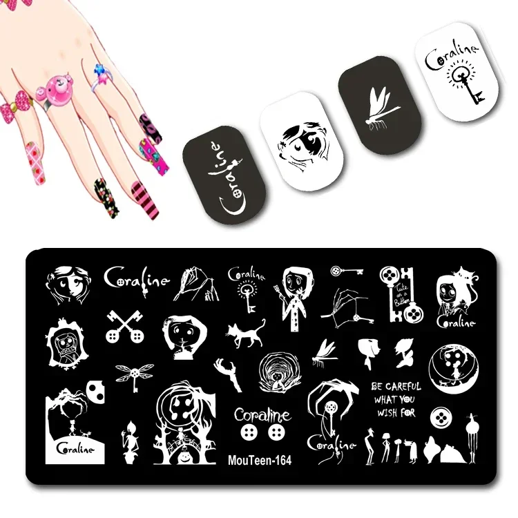 New Movie Character Nail Stamping Plate Cartoon Girl Nail Stamp Plates Movie Character Nail Plates #164