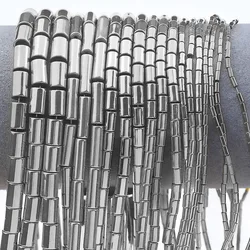 Cylindrical Straight Tube Silvery Hematite Stone Spacer Loose Beads For Jewelry DIY Necklace Earrings Accessories 4/5/6/8/13mm