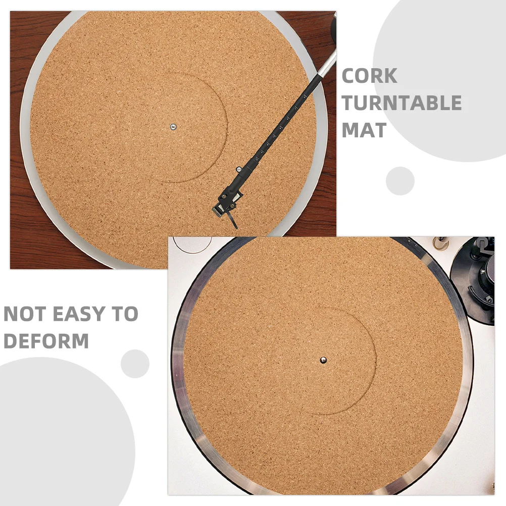 3Pcs Cork Record Player Slipmat Anti-Vibration Anti-Static Turntable Mat Noise Reduction Vinyl Pad Slipmats for Vinyl Turntable
