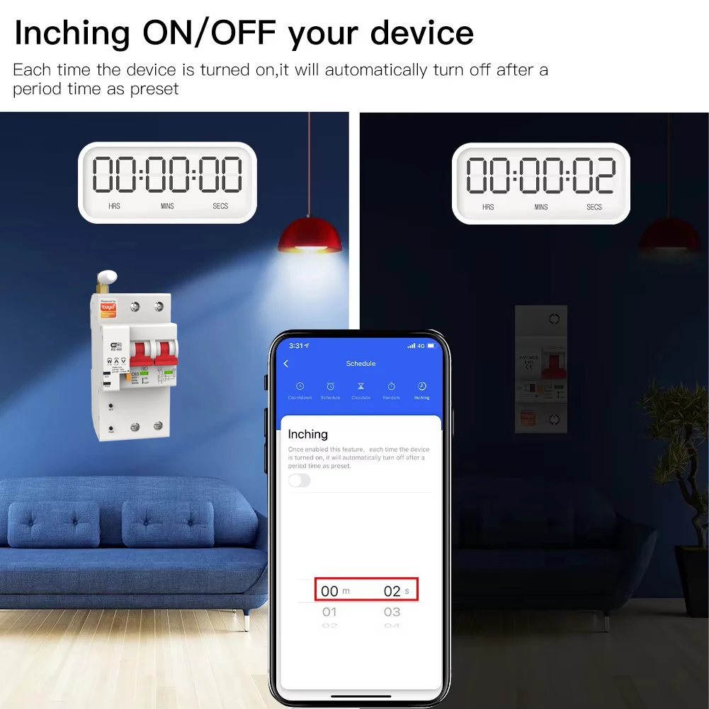 قاطع دائرة واي فاي ذكي 2P 10A إلى 100A Tuya Mcb مع قدرة كسر 6ka لقياس الطاقة