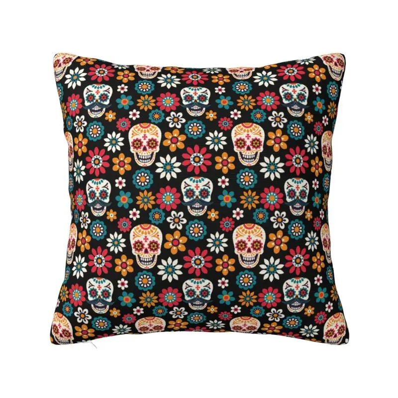 Mexican Sugar Skull Cushion Cover Halloween Day Of The Dead Soft Cute Pillow Cases for Sofa Home Decor