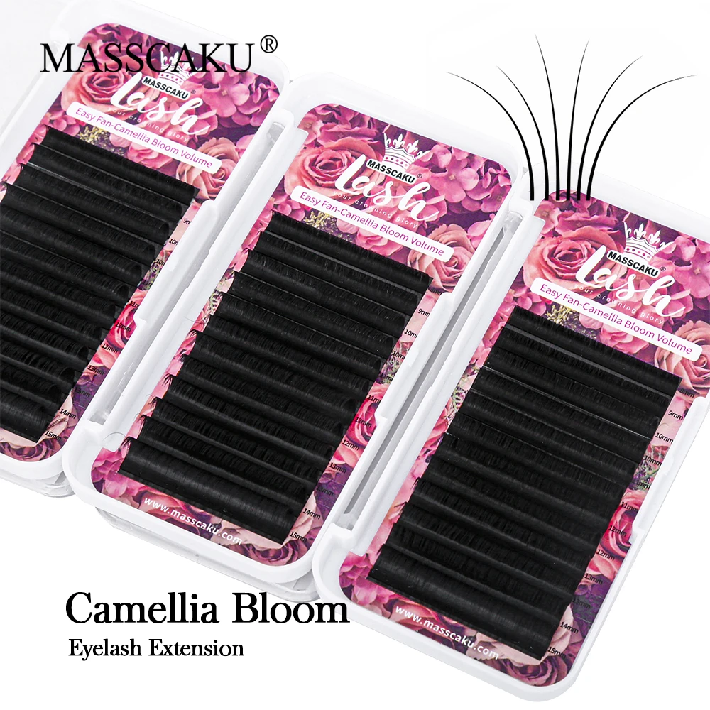 Factory Wholesale Korean PBT Fiber Individual Rapid Blooming Lashes 0.03 0.05 0.07mm Mega Volume Easy Fanning Eyelash Extensions