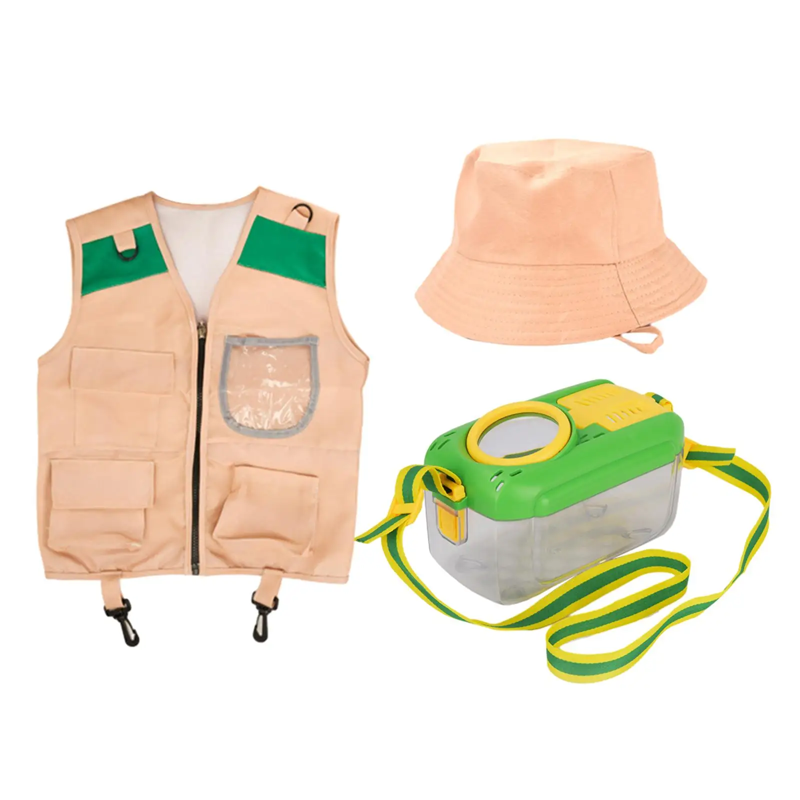 3Pcs Explorer Kits Washable Cargo Vest Dress up Educational Kids Outdoor Exploration Set for Hiking Exploration Camping Fishing