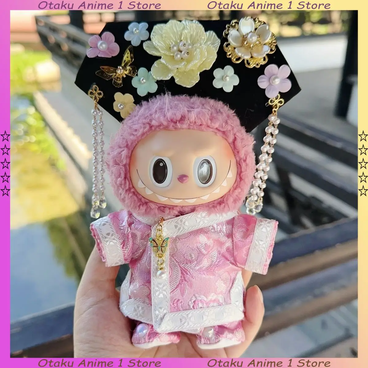 

Новая кукла Cheongsam Labubu в китайском стиле, одежда, роскошный головной убор с цветком, мини-плюшевая кукла, одежда, аксессуары, подарок