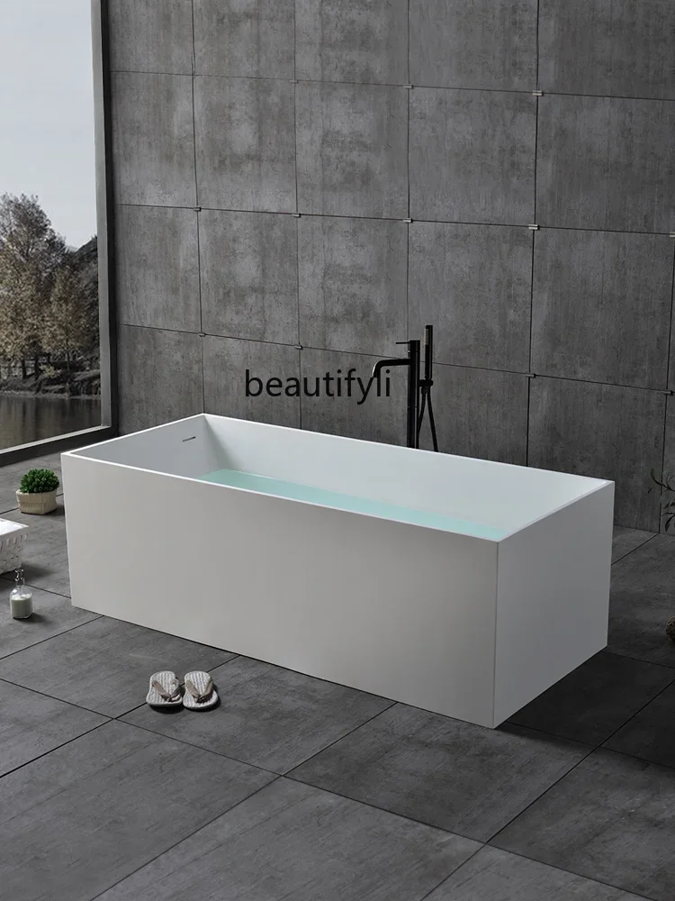 Household Polymer Artificial Stone Bathtub Small Apartment Adult Bath Tub Independent