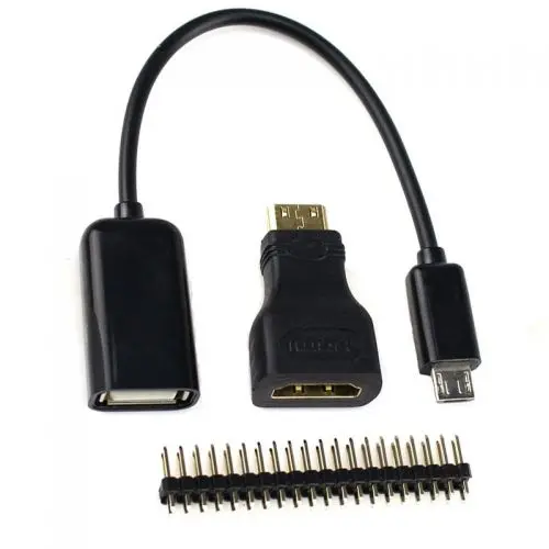 3 in1 for Raspberry Pi Zero Adapter Kit Mini HDMI to HDMI adapter+Micro USB to USB Female OTG Cable+20pin Male GPIO Header RRI 0