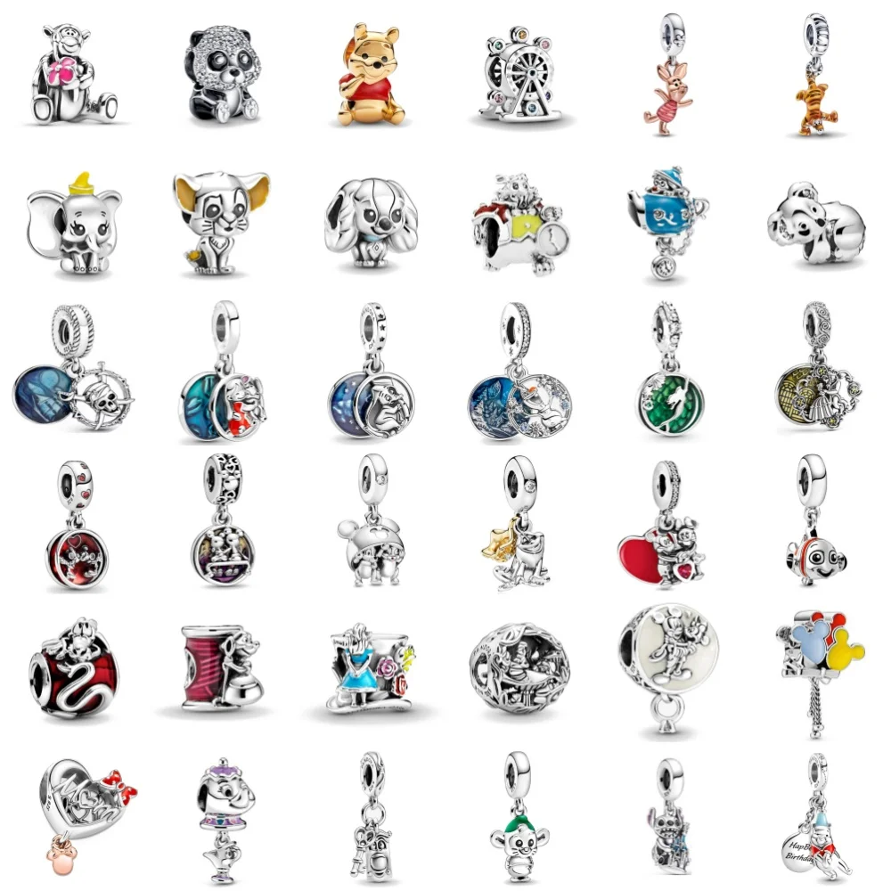 925 Silver Dumbo Panda Koala Goldfish Pendant Beads Suitable for Charming Original Pandora Bracelet DIY Jewelry