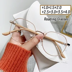 New Retro Ultralight Reading Glasses Luxury Design Round Frame Eyewear with Diopters Women Men Far Sight Eyeglasses +1.0+4.0