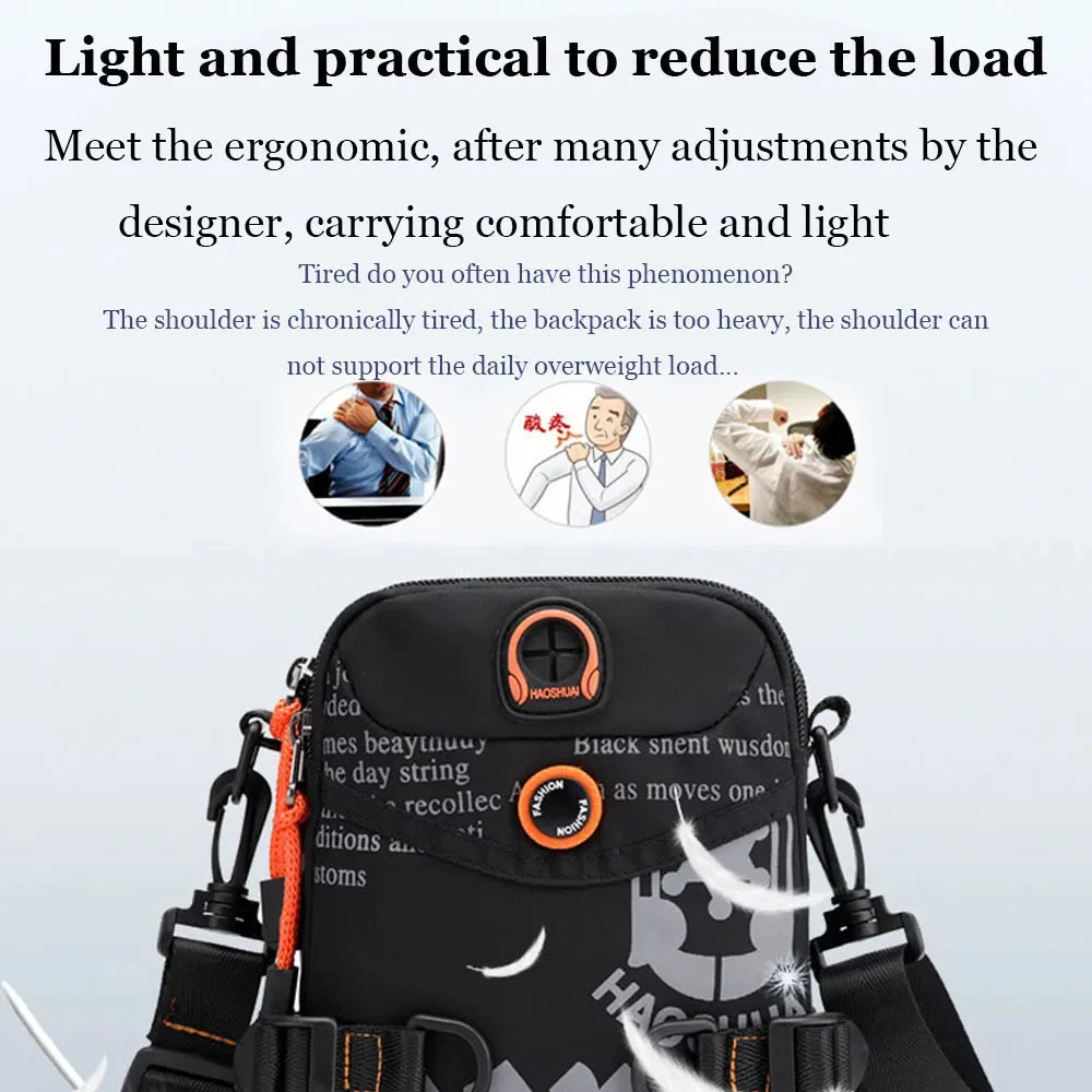 Men Small Shoulder Messenger Bag Fanny Waist Pack  Fashion Waterproof Nylon Male Sling Cross Body Purse Bum Hip Belt Bag