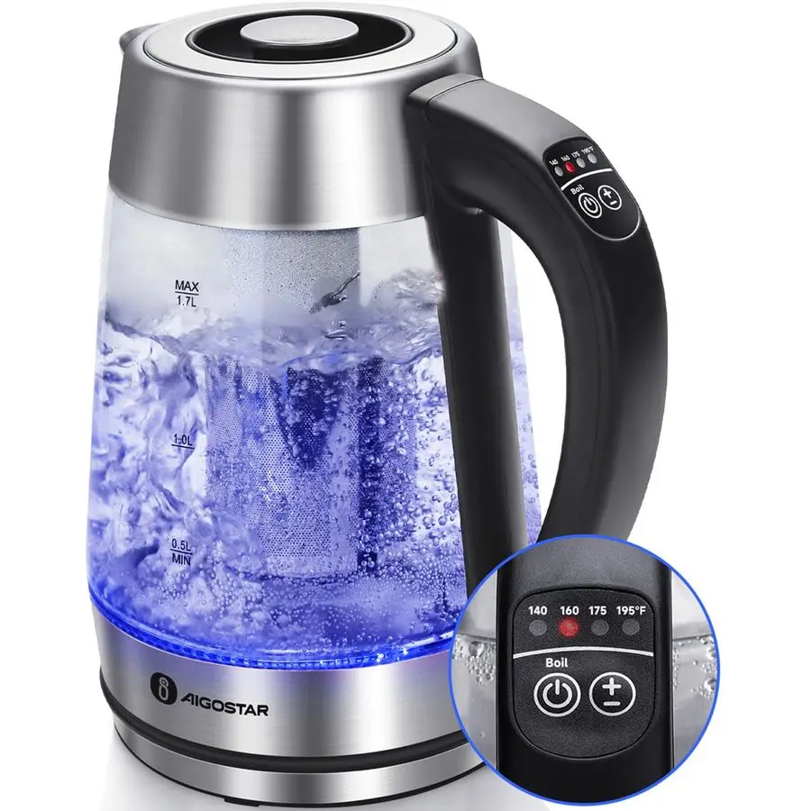 

Electric Kettle, Tea Kettle with Temperature Control and Tea Infuser, 1500W Hot Water Kettle with Variable Temperature, Keep War