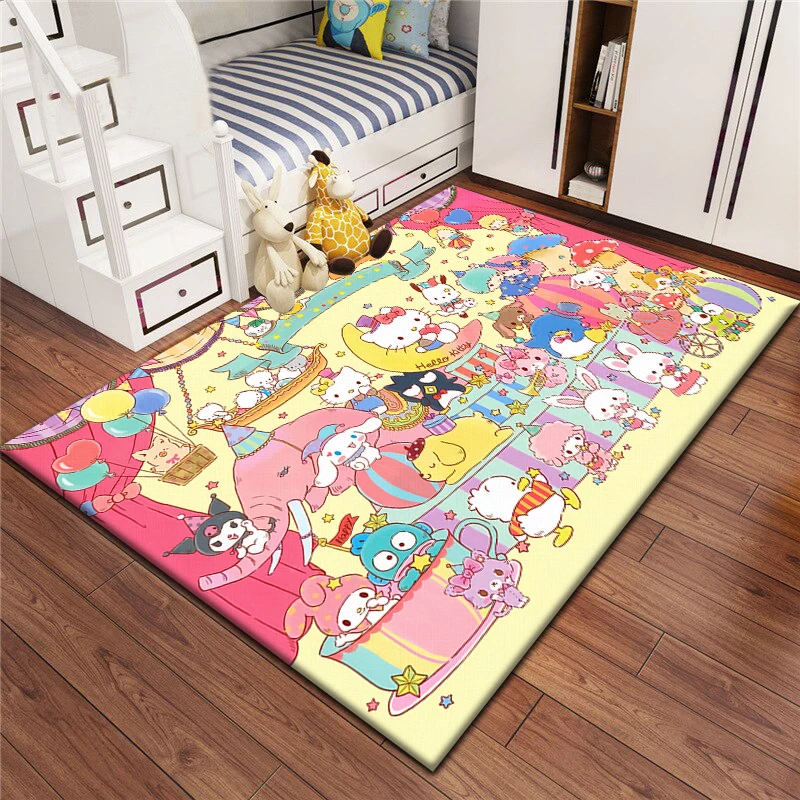 Sanrio Family Cute Cartoon HD Printed Carpet Living Room Home Decor Sofa Table Rug Non-slip Chair Lounge Mat Picnic Camping Gift