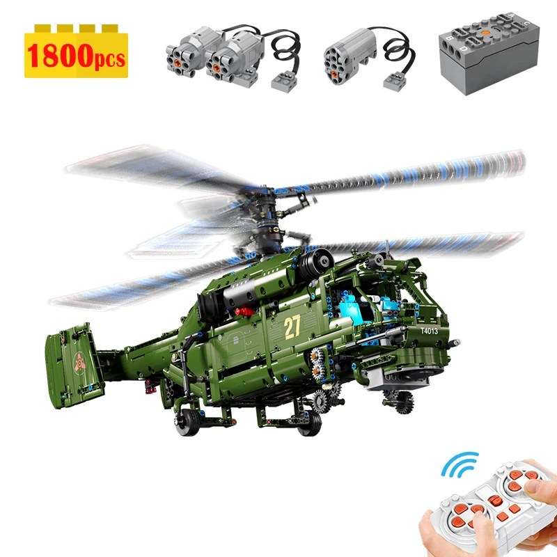 IN STOCK Military Remote Control Helicopter Helix Building Blocks Model MOC Airplane Bricks Toys for Children Birthday Gift Set