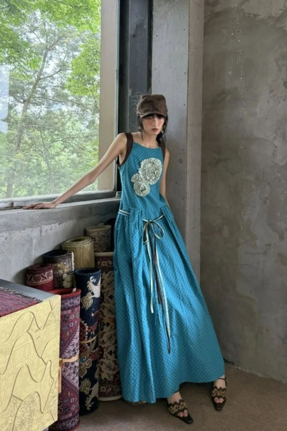 

Vintage Polka Dot Sleeveless Dress 2025 Summer Office Wear Midi Length Classic Aesthetic Elegant Slim Fit Fashion