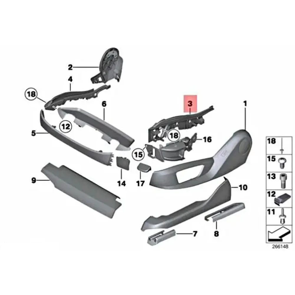 

Car Seat Side Bracket Cover Seat Outer Support Trim For BMW 5 Series 7 Series 52107317458 52107317459 Accessories