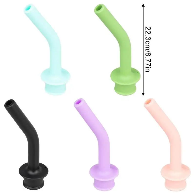 Silicone Leak-Proof Press Type Straw Tip Bent Straw Tip with Cleaning Brush pratical and flexible Straw Set for Cup Coffee Mug