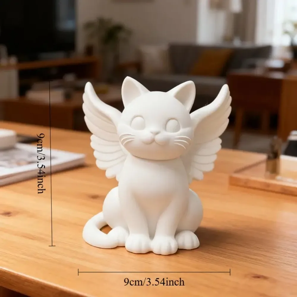قطعة واحدة من زخرفة تمثال قطة الملاك، تمثال قطة مجنح، زخرفة تمثال قطة الحيوانات الأليفة التذكارية، ديكور أنيق وبسيط، مناسبة لتزيين المنزل أو المكتب أو غرفة المعيشة، عيد الميلاد، عيد الميلاد، هدايا عيد الميلاد، سطح المكتب، ديكور الحديقة - لا حاجة للكهرباء - هدية مثالية لمحبي الحيوانات الأليفة #6