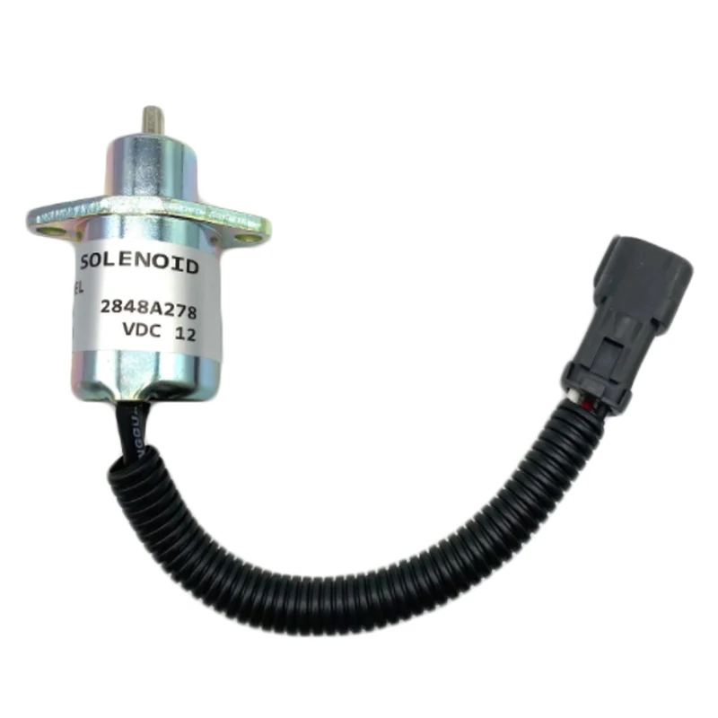 2848A278 172-7209 Fuel Shut Off Solenoid 12V for Caterpillar Engine 3024C 3034 for Perkins for Hyster Engine UB704 Stop Solenoid