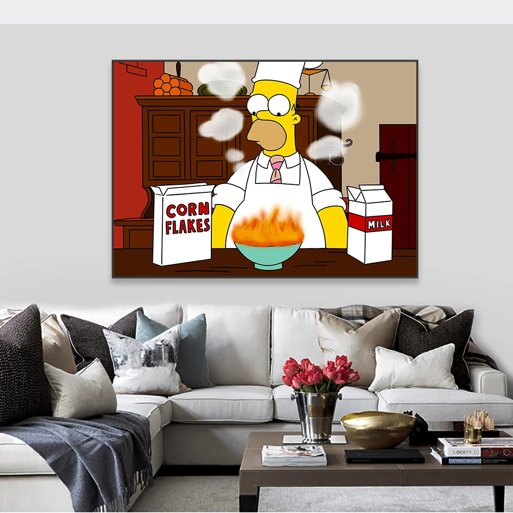 Simpsons Family Print Cartoon Wall Art Poster Decor Disney Funny Canvas Painting Kids Bedroom Nursery Dinning Room Decoration