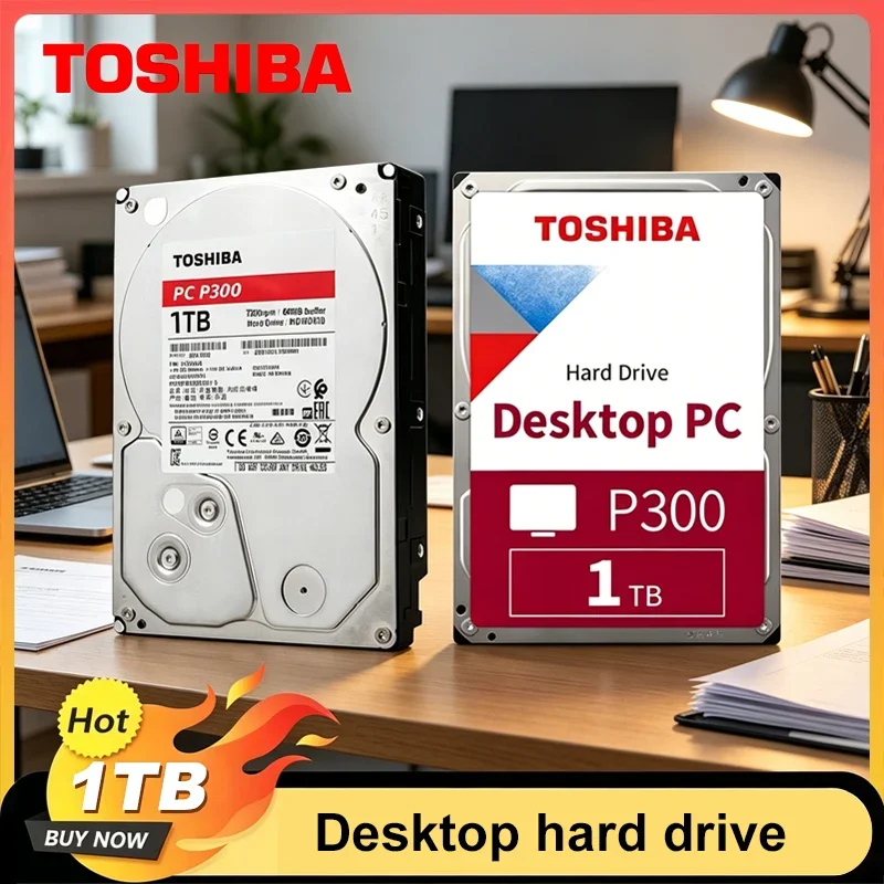 Toshiba P300 HDWD110 1TB Desktop Hard Drive 7200RPM SATA3 Red Disk 1TB 3.5 Inch
