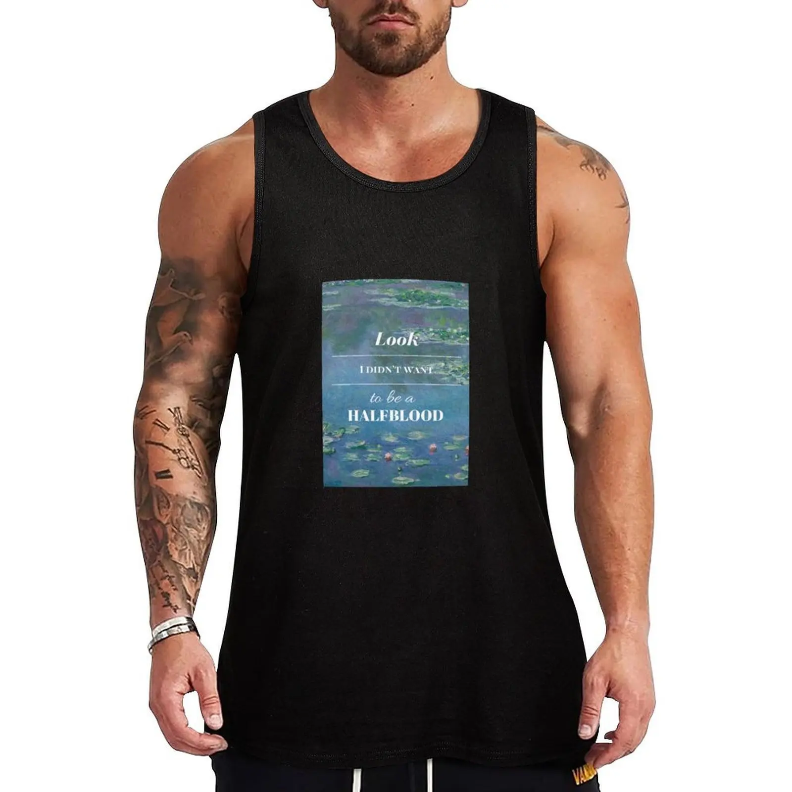 

Look, I didn't want to be a Halfblood- Percy Jackson- Waterlillies Tank Top Text Print Tank Top Letter Graphic Casual Sleeveless