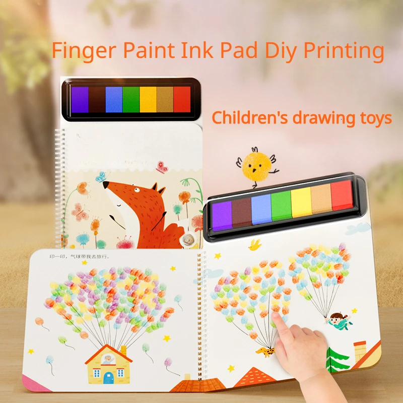 Kleuterschool Creatieve Palm Vinger Verf Inkt Pad Diy Printing Station 7 Kleuren Kids Graffiti Vinger Stempel Pad Stempel Tekening Speelgoed