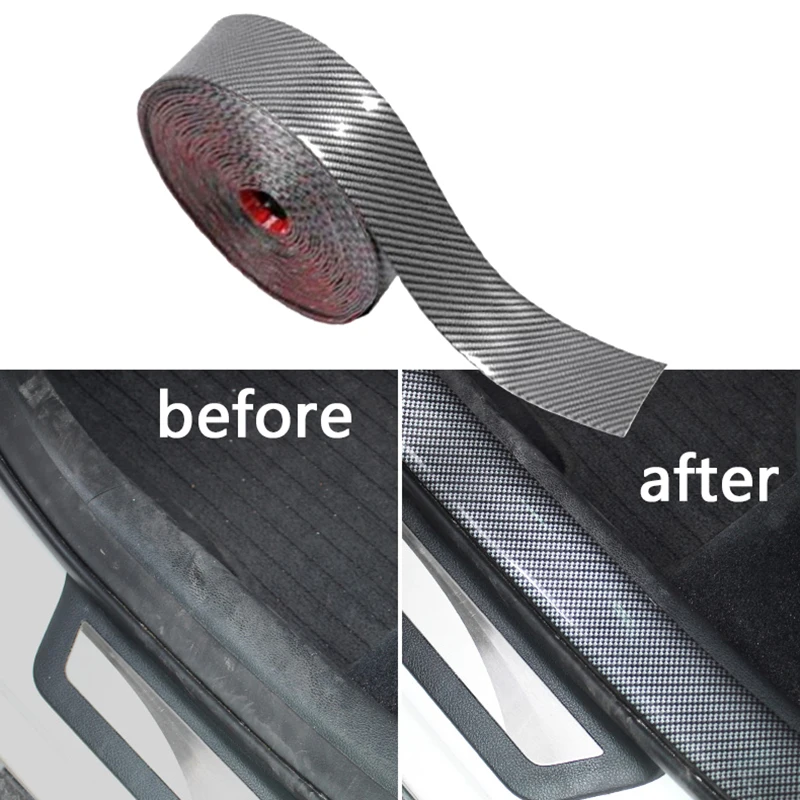 Universal Car Sticker 5D Carbon Fiber Rubber Universal Protector Car Door Bumper Strip Guard Anti Scratch Sticker Car Styling