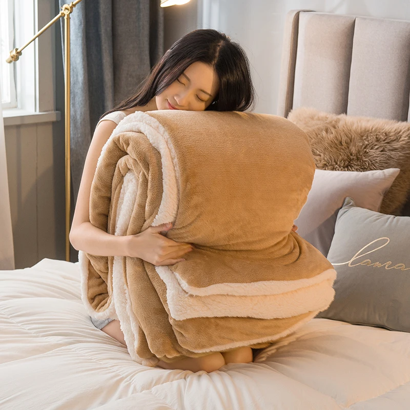 Multifunctional Duvet Cover Blanket 2-in-1 Dual-Sided Sherpa Fleece Flannel Throw Blanket Warm Blanket with zipper For Bed Sofa