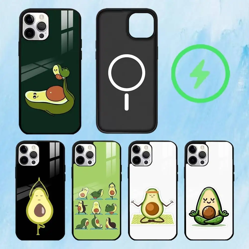 

A-Avocado Y-Yoga Phone Case For iPhone17,16,15,14,13,12,11 Plus,Pro Max Magnetic For Magsafe Wireless Charging