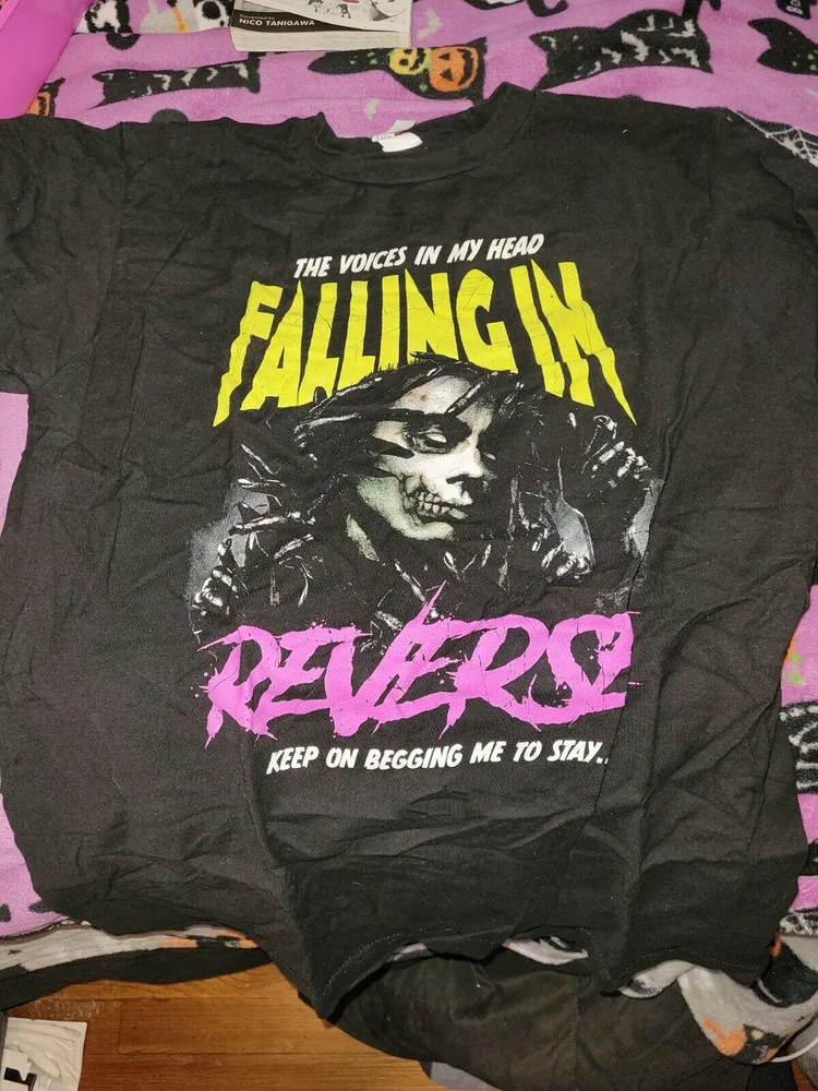 Voices in My Head Falling In Reverse Black T-Shirt Cotton  RM713  High Quality 100%Cotton Short Sleeve