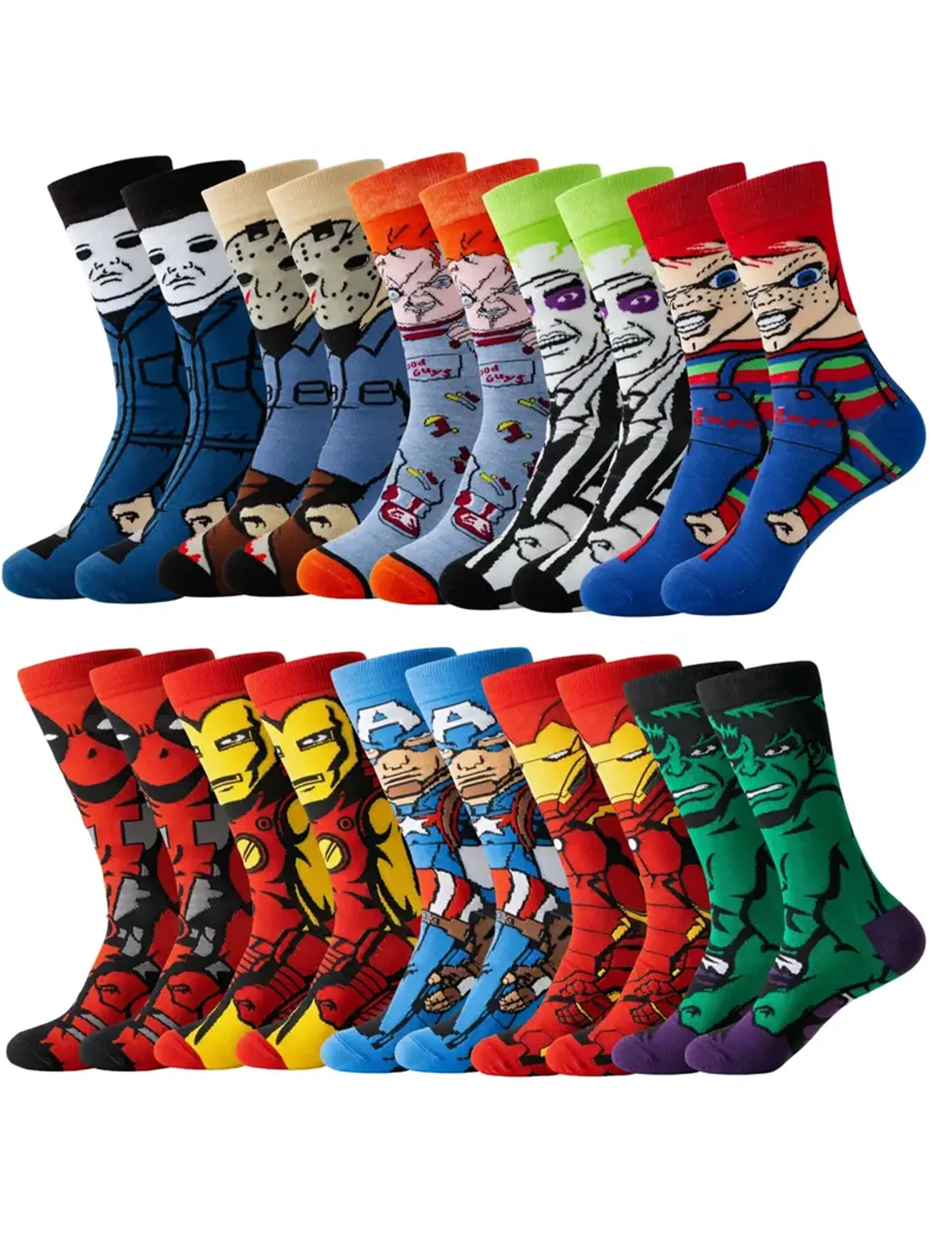 1/2 pair of comfortable men's superhero socks - soft, breathable, calf socks elastic, moisture wicking, stylish - perfect