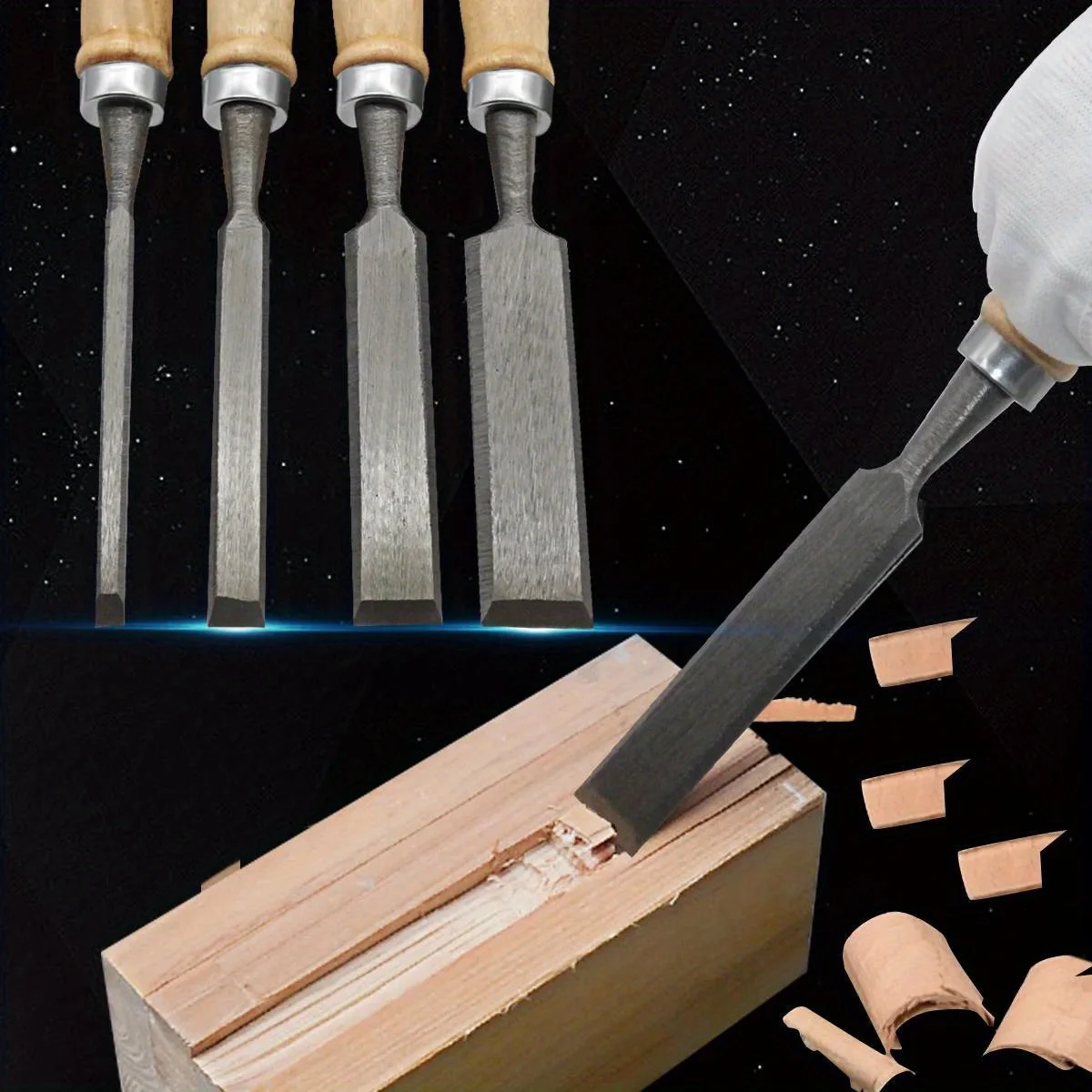 8/12/16/20 mm 4-teiliges Holzschnitzmeißel-Set, professionell für die Holzbearbeitung mit ergonomischen Holzschnitzwerkzeugen, Heimwerker-Hilfswerkzeugen – Detail 1