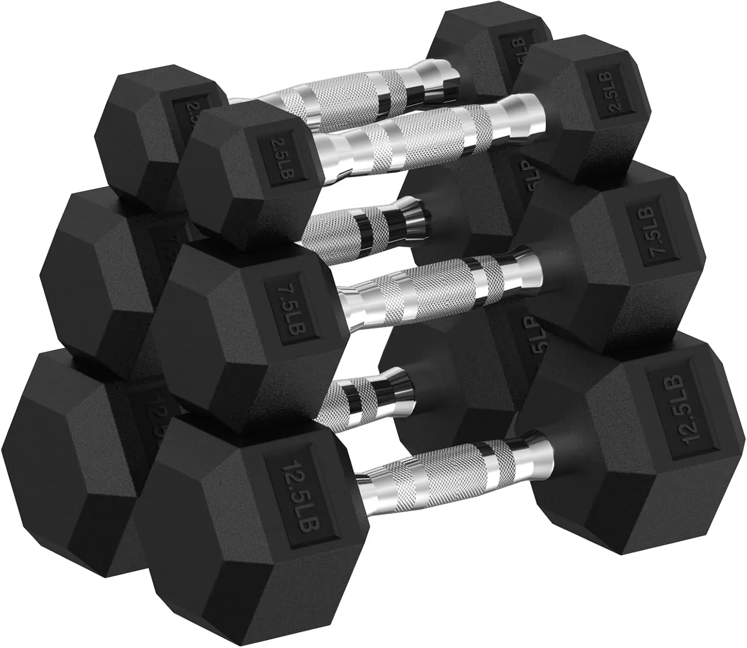 

Dumbbell Set 2.5 125 lb Rubber Encased Exercise Fitness Dumbbells Weights Dumbbells Set of 2 Hand Weight for Strength Training (