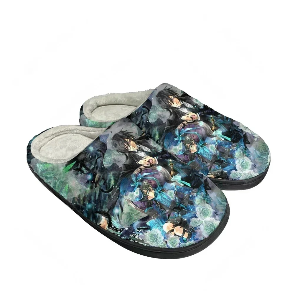 

Cartoon Fashion Cotton Custom Slippers Mens Women Teenager Plush Casual Keep Warm Shoes Thermal Black Butler Comfortable Slipper