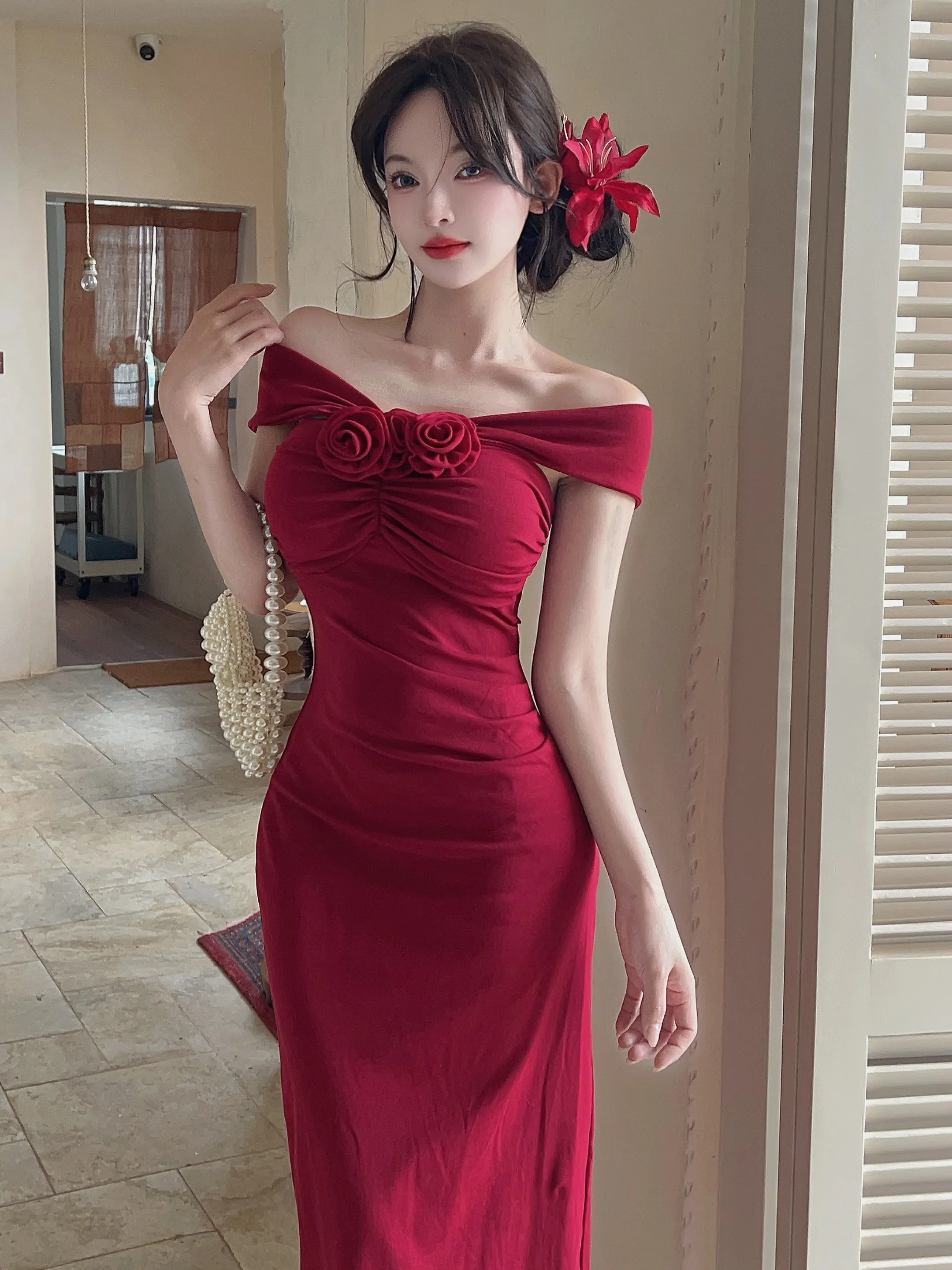 

Сексуальное осенне-зимнее вечернее платье женское облегающее платье с 3D цветочным дизайном бальное платье с высокой талией Sle Sexy Dr