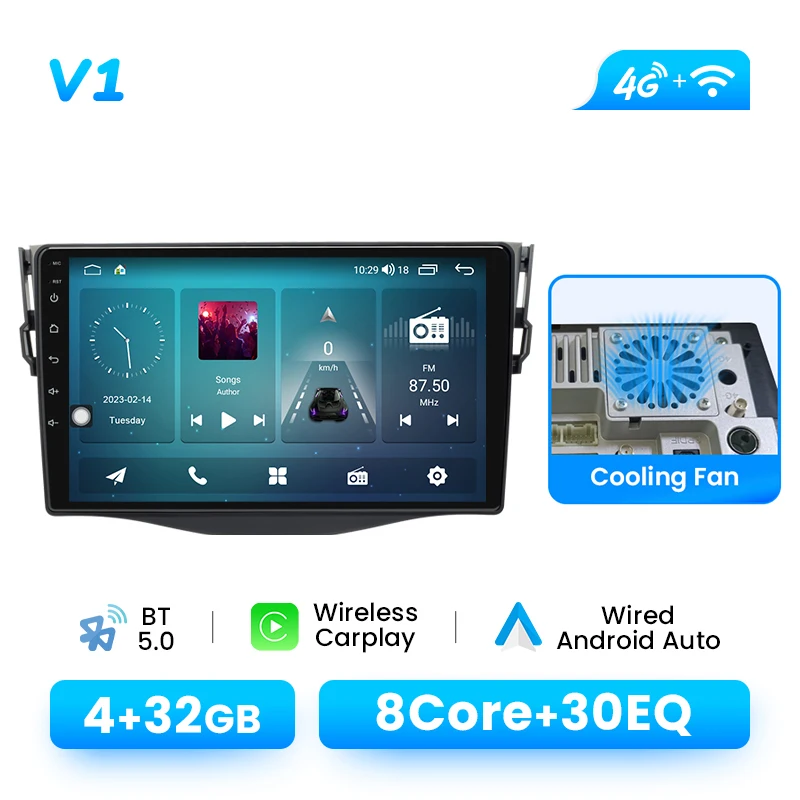 Autoradio Speler Voor Toyota RAV4 2007-2011 Android 14 GPS Navigatie Draadloze Carplay DSP AI Voice Audio multimedia GEEN 2Din