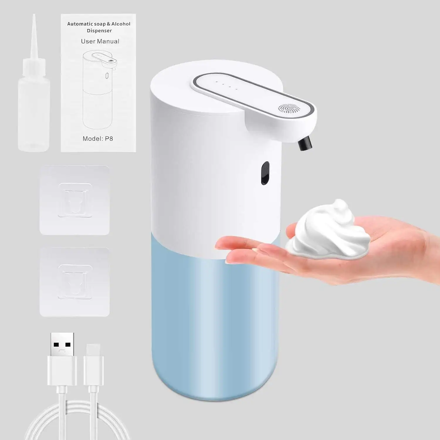 

400ML Desktop Wall-Mounted Touchless Rechargeable Electric Automatic Senor Soap Dispenser Kitchen Bathroom Hand Washing Machine