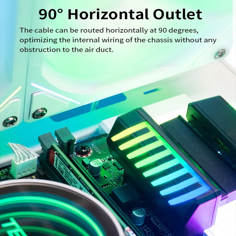TEUCER 24P-4 ATX 24 Pin to 90 Degree Power Plug ARGB Adapter Motherboard Power Supply Cable Modular DIY Mounting Accessessory