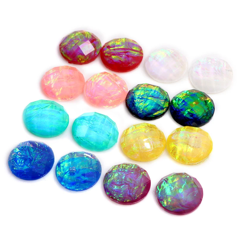 New Fashion 40pcs 12mm Mix Colors Tangent plane Built-in metal foil Flat back Resin Cabochons Cameo