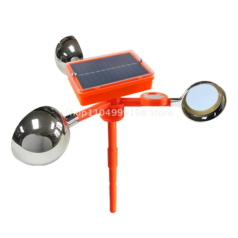 Solar Powered Voice Bird Deterrent Device With 3 Pieces 360° Reflective Rotating Prisms Cups Adjustable Sound
