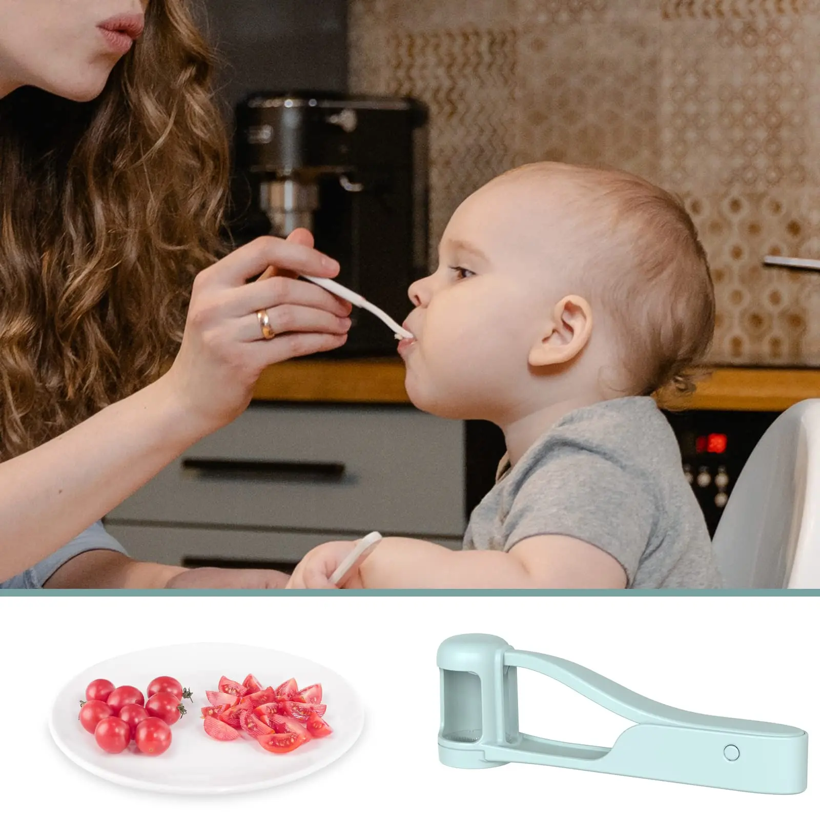 Picture 7: New Grape Cherry Tomato Strawberry Cutter Quarter Slicer Tool Stainless Steel Kitchen Gadget Fruit Cutter for Toddlers Baby