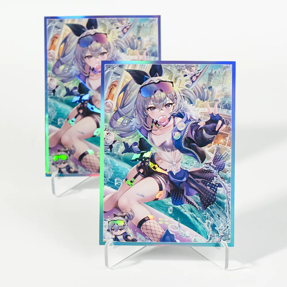 

60PCS 67X92mm Foil Flash Anime Card Sleeves Perfect Fit MTG/PKM Star Rail Silver Wolf Card Protector for PTCG Cards Cover
