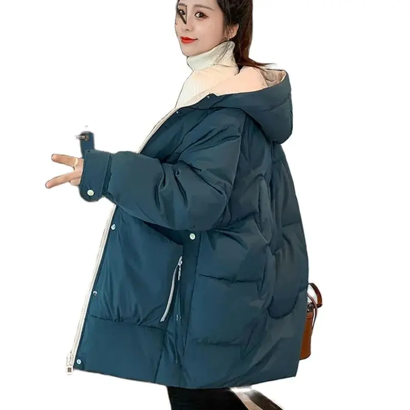 Fashion Down Jacket Women's Mid-length 2022 Winter New Cotton-Padded Jacket Korean Version Loose Casual Pocket Top bread Coat