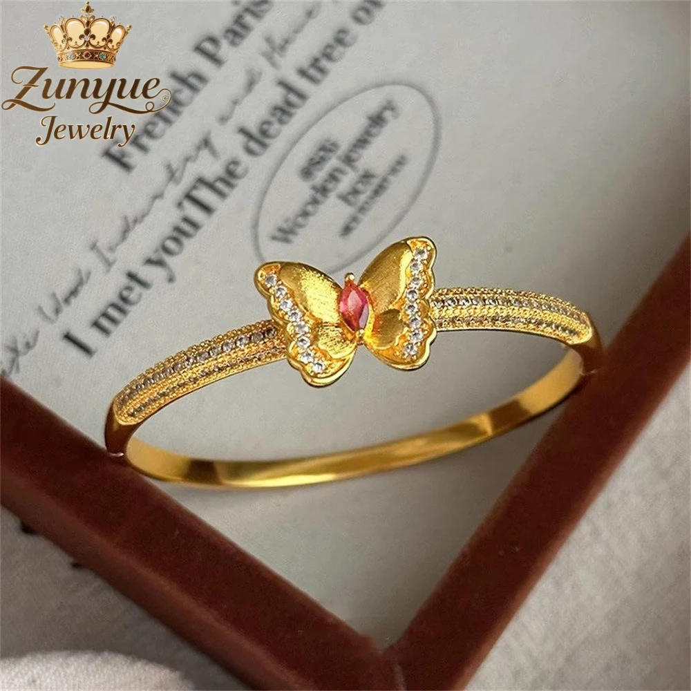 

Sand Gold Brushed Diamond-Encrusted Butterfly Bracelet Luxury Quality Jewelry Fashion Jewelry Exquisite Charms Elegant Popular